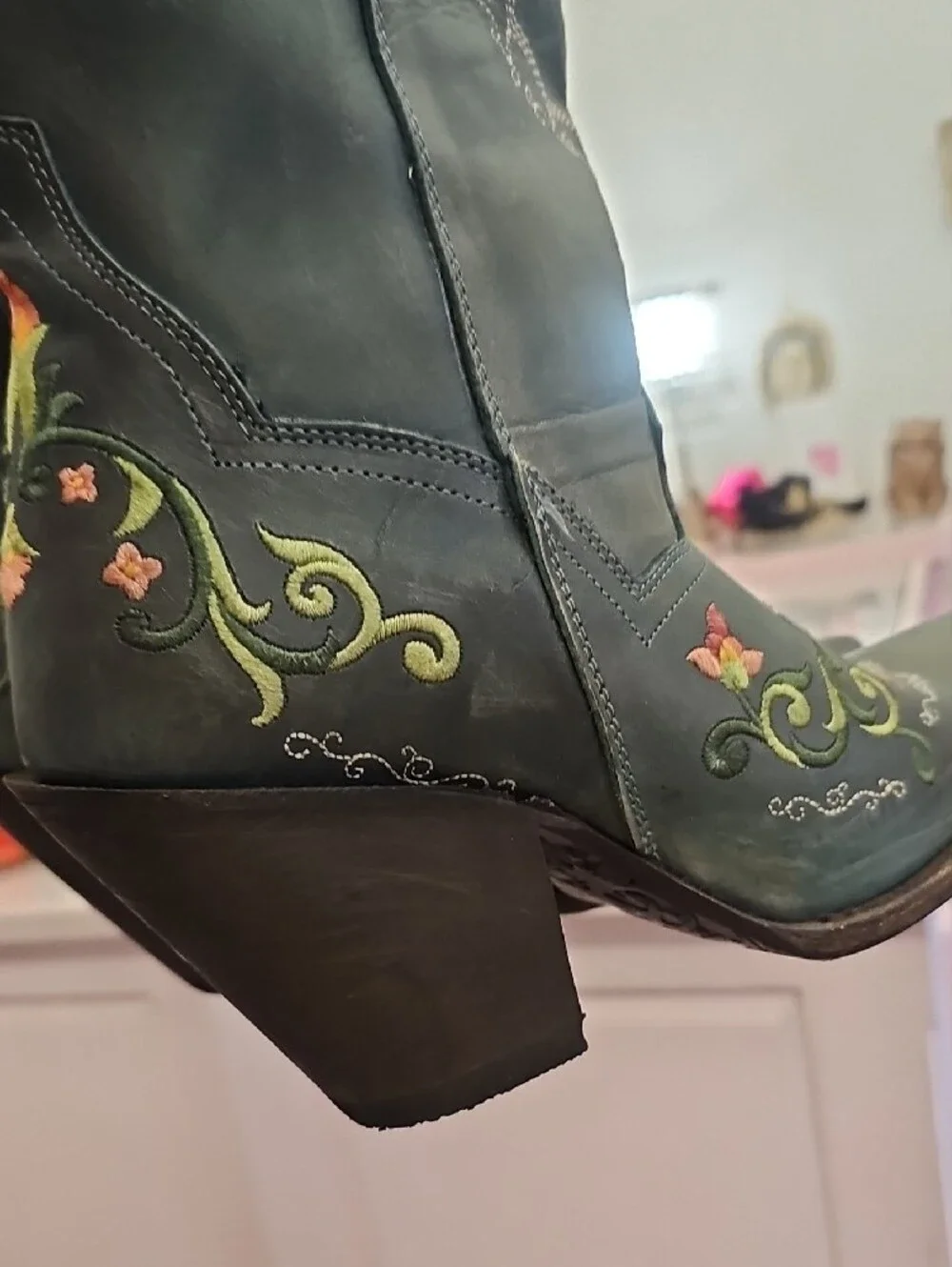 Dan Post Cognac Leather Boot Interior with White Logo Stamp